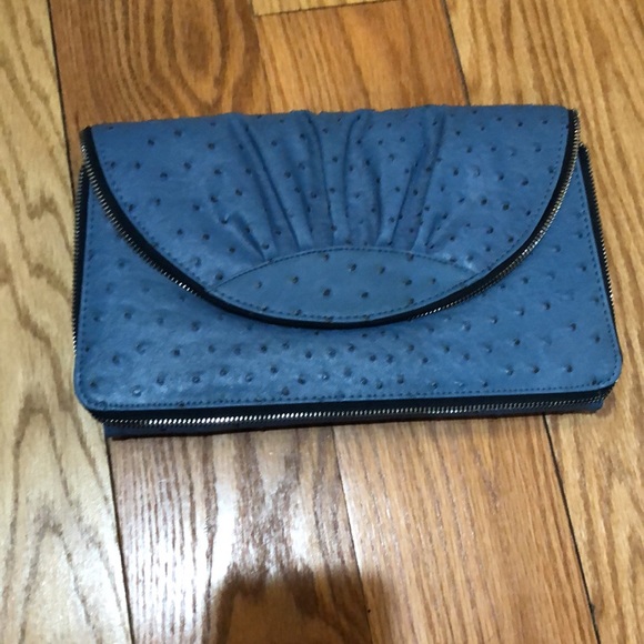 Charming Charlie blue faux ostrich clutch - Picture 4 of 10